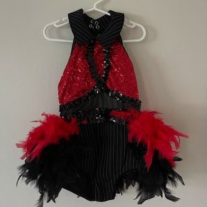 weissman red black feather costume girls size intermediate child